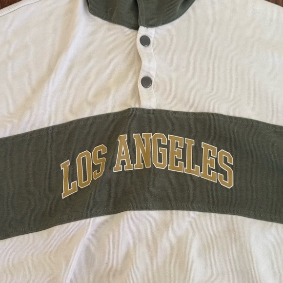 Forever 21 Los Angeles Graphic Rugby Pullover in Green/White | size Medium - Picture 4 of 15